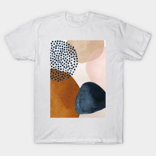 Modern Abstract Terracotta Blush and Navy Blue T-Shirt